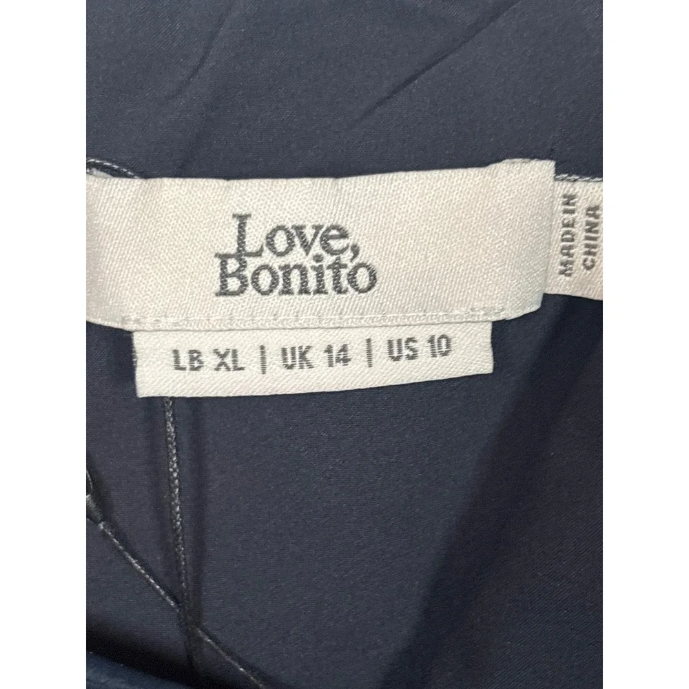 NWT Love Bonito Navy Blue‎ Faux Leather Mini Dress Spaghetti Strap Womens 10